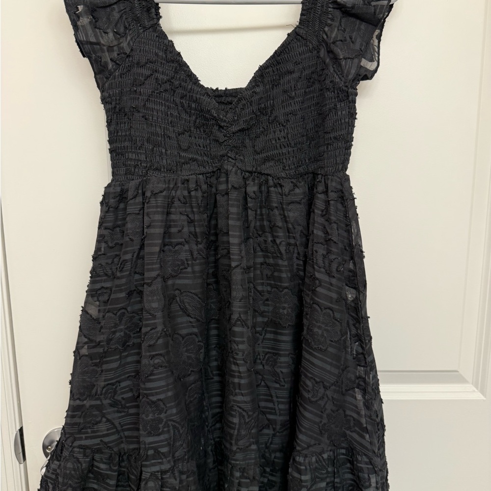 Black Ruched Ruffled Sweetheart Sundress